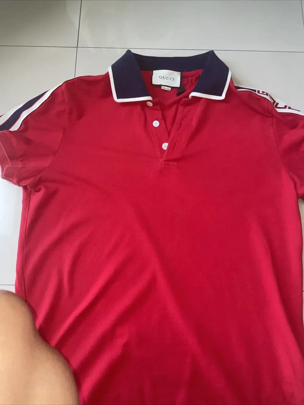 Gucci Cotton‎ Piquet Polo with Web Collar SIZE XL
